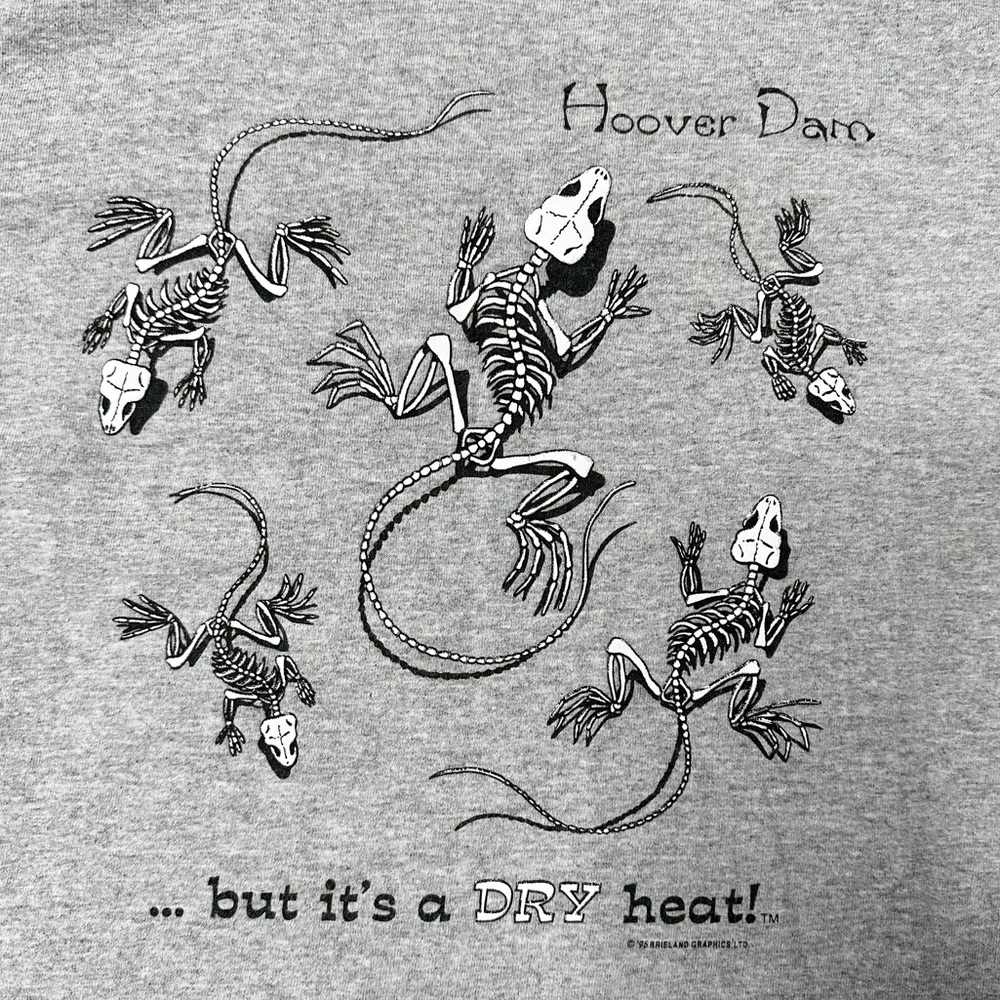 Vintage 1996 Hoover Dam Lizard Skeleton Dry Heat Graphic TShirt Sportex Unisex S - Picture 3 of 6